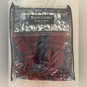Vintage Ralph Lauren Stadium Throw Plaid Red Multi Tartain 50”x68” Made In USA
